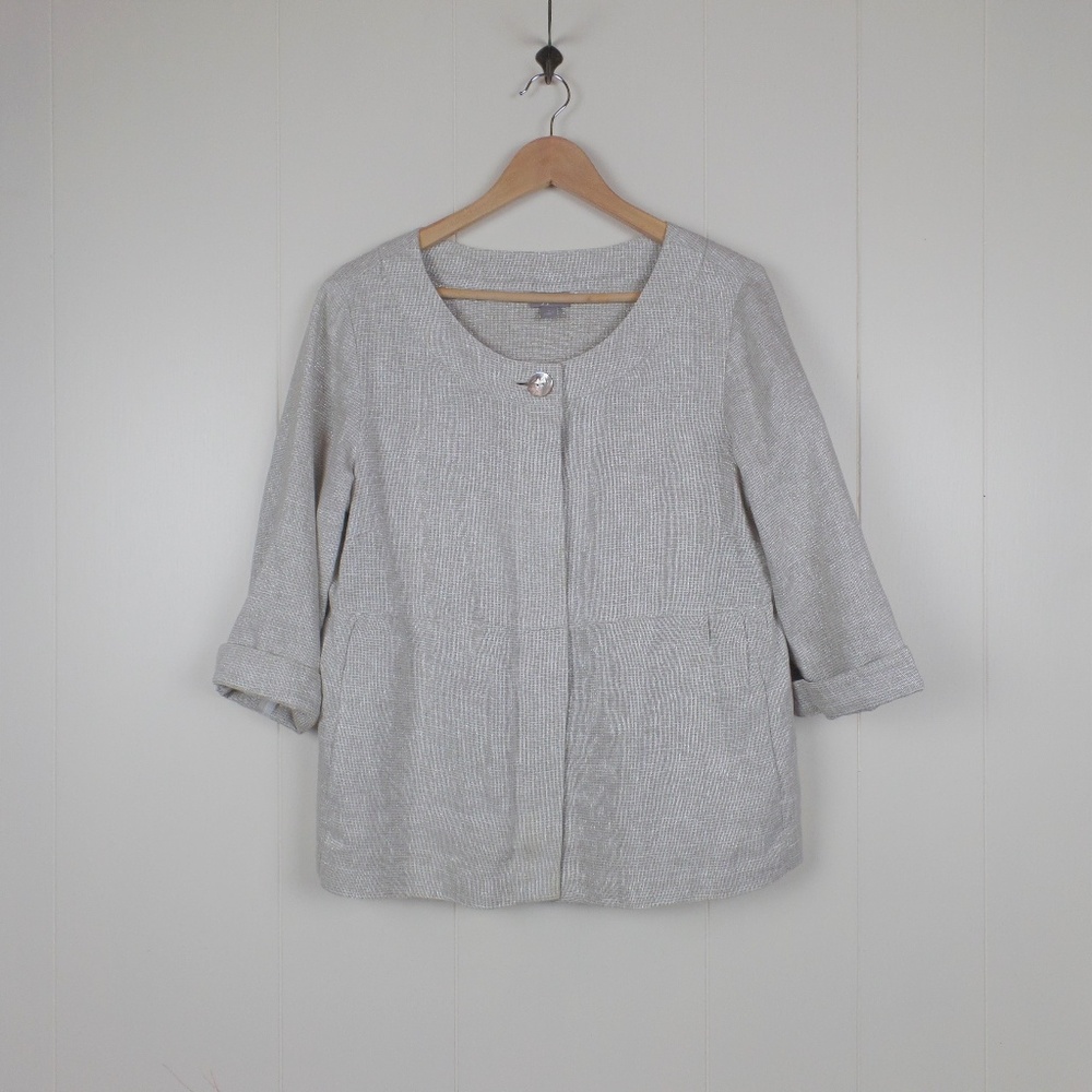 J.Jill Metalic Thread Linen Jacket M
